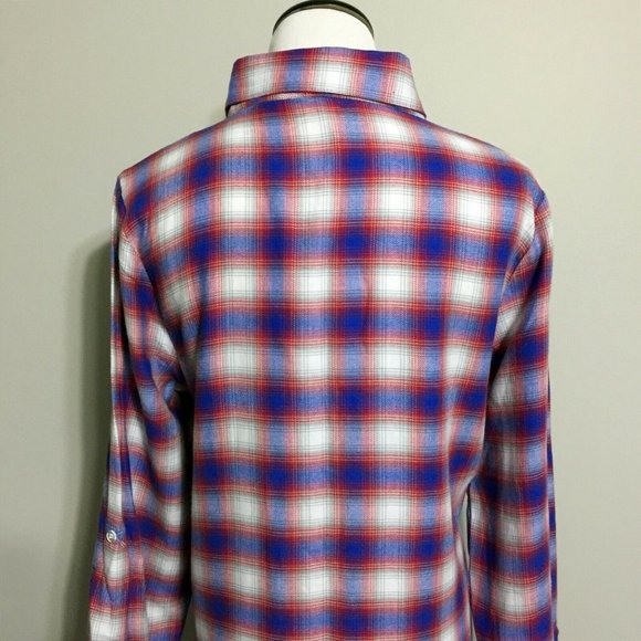 New FC Dallas Plaid Button-Up Sleep Shirt L Womens Texas Mls Soccer Nightshirt - Picture 7 of 11